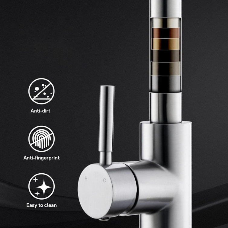Brushed Nickel Single Handle High Arc Pull Out Kitchen Faucet