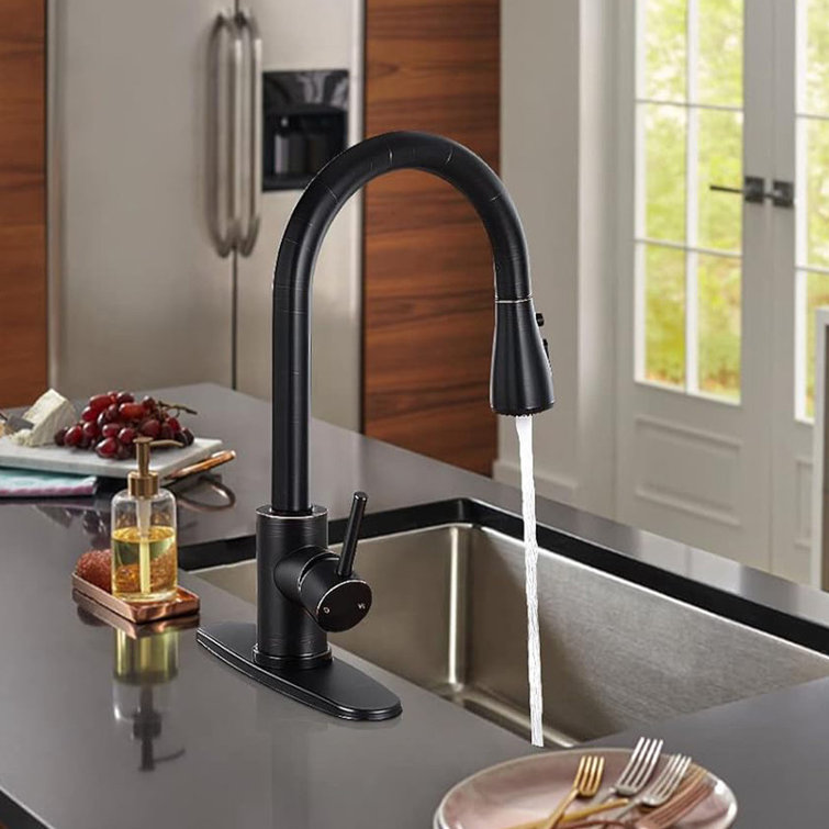 Oil Rubbed Bronze Pull Down Kitchen Faucet with Spray