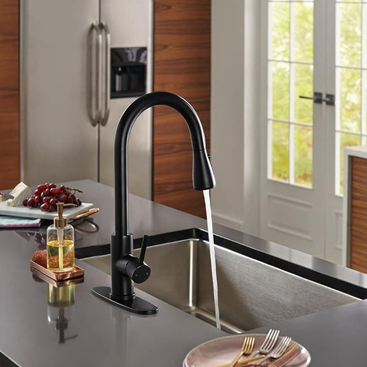Matte Black Stainless Steel Pull Down Kitchen Faucet
