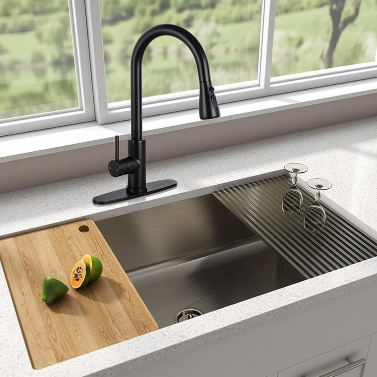 Matte Black Stainless Steel Pull Down Kitchen Faucet