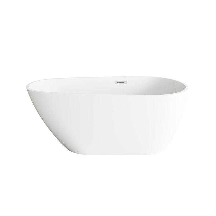 Elegant Glossy White Acrylic Freestanding Bathtub with Chrome Trim