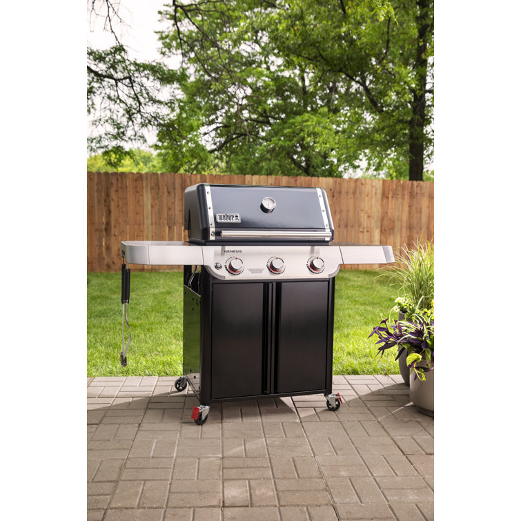 Genesis E-315 Black Liquid Propane Gas Grill with Side Tables