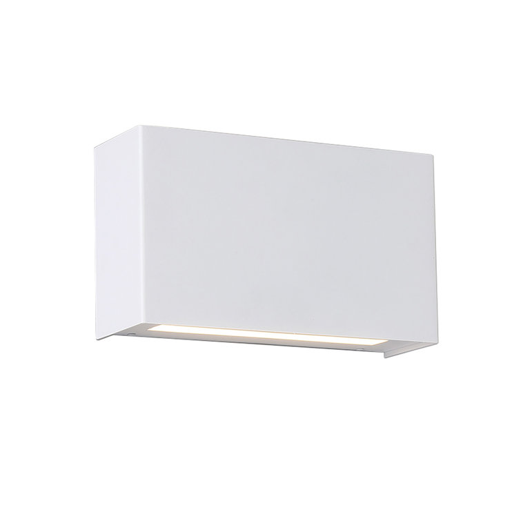 Sleek White Aluminum 12" Dimmable LED Sconce with Battery Backup