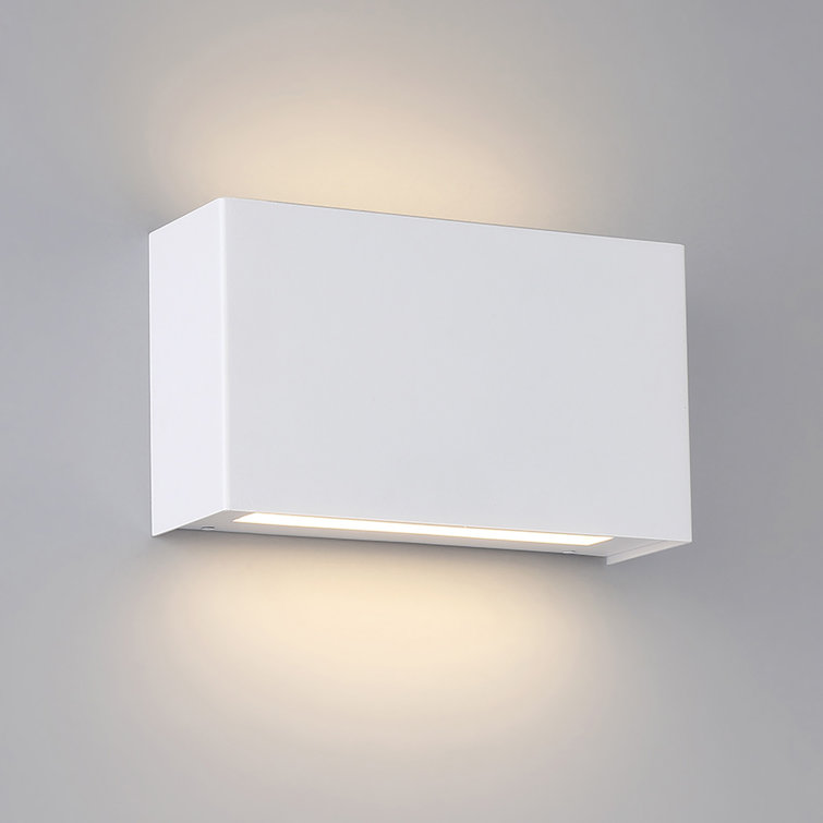 Sleek White Aluminum 12" Dimmable LED Sconce with Battery Backup