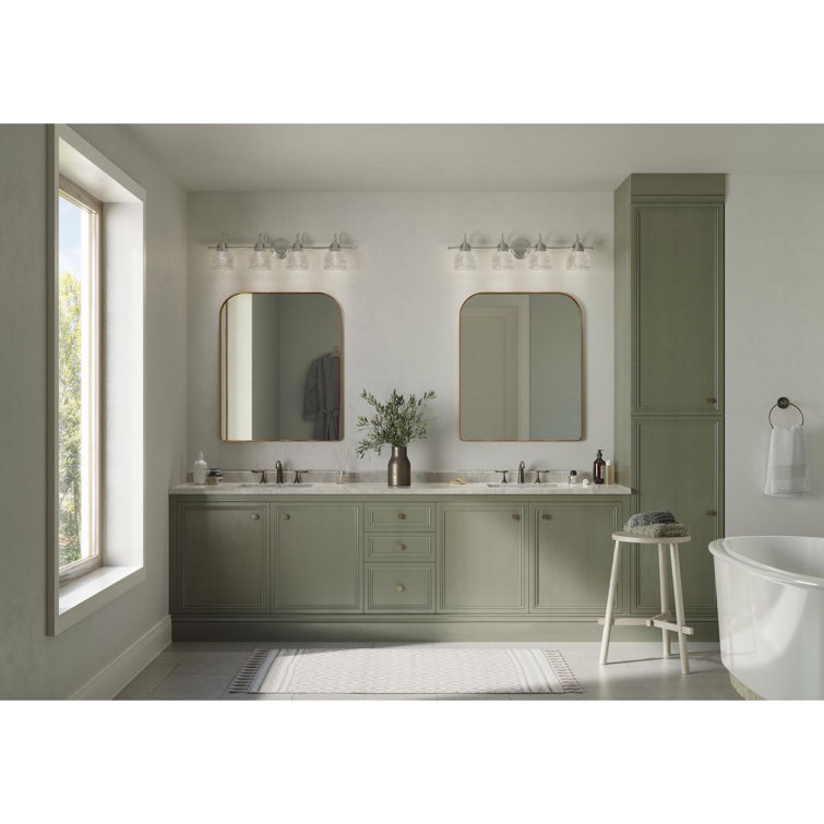 Archie Polished Chrome 4-Light Vintage Vanity Fixture with Double Prismatic Glass Shades