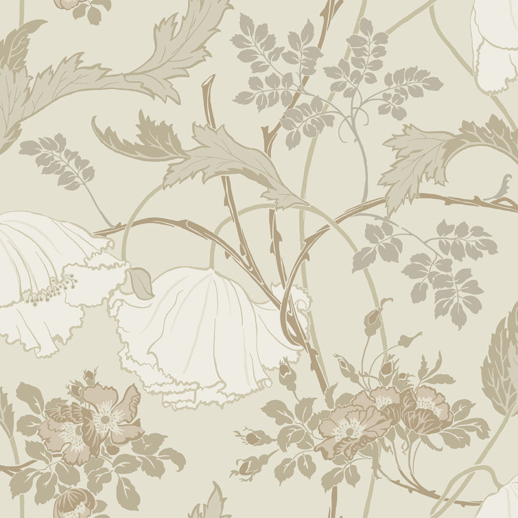 Gwendolyn Neutral and Coral Floral Pre-pasted Wallpaper