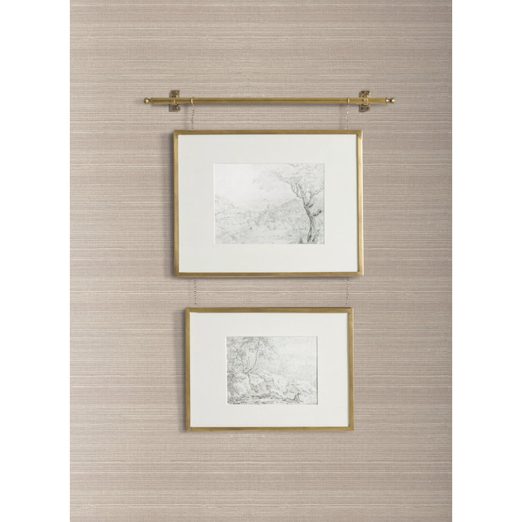 Beige and Gray Grasscloth Non-Pasted Wallpaper