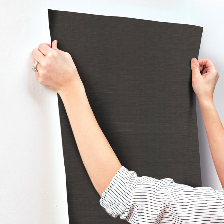 Black Grasscloth 3D Non-Pasted Removable Wallpaper