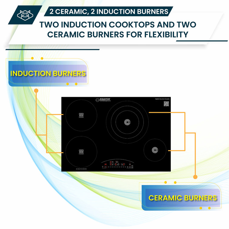 Equator 30" Black Ceramic-Induction 4 Burner Cooktop with Touch Control