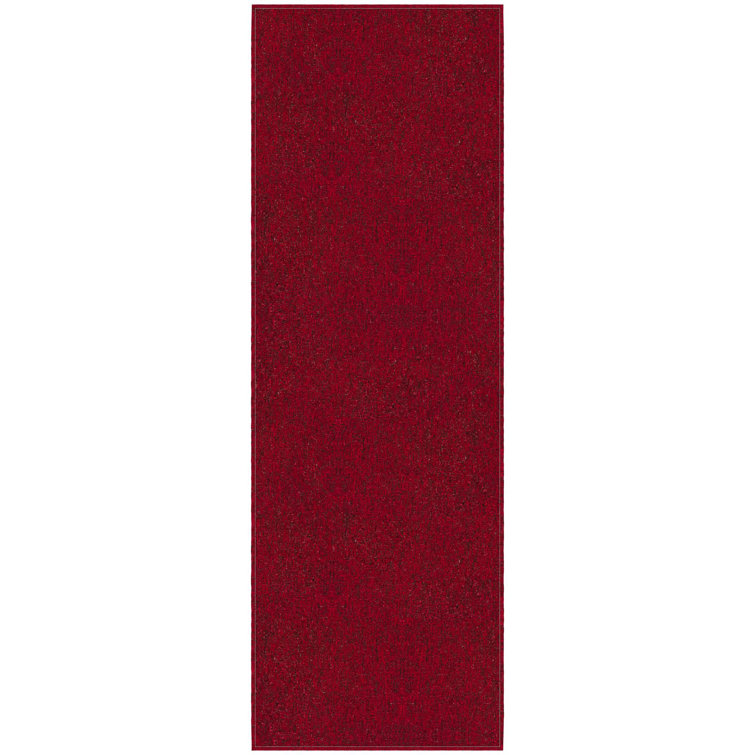 Oscar Red Synthetic Non-Slip Hallway Runner Rug 20" x 59"