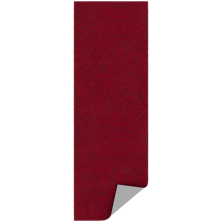 Oscar Red Synthetic Non-Slip Hallway Runner Rug 20" x 59"