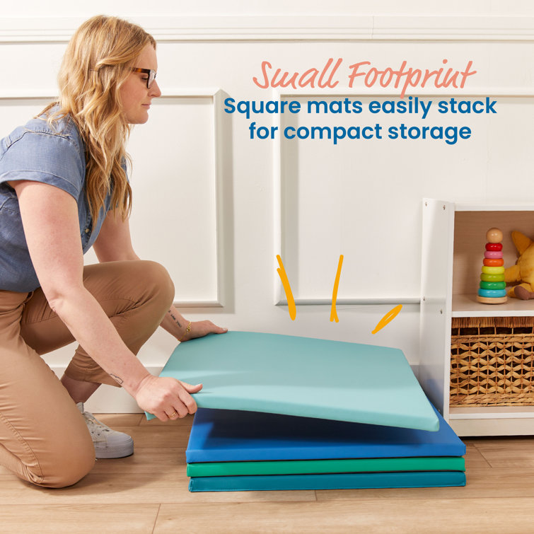 ECR4Kids SoftZone Blue and Green Activity Mat Squares, 4-Pack