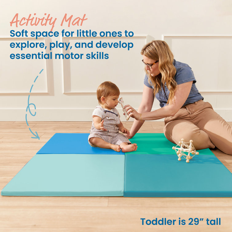 ECR4Kids SoftZone Blue and Green Activity Mat Squares, 4-Pack
