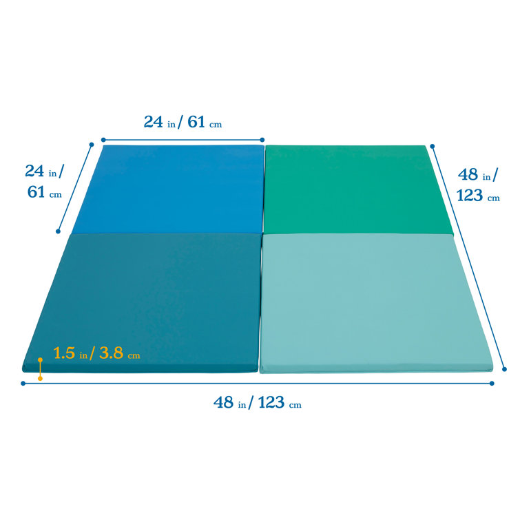 ECR4Kids SoftZone Blue and Green Activity Mat Squares, 4-Pack