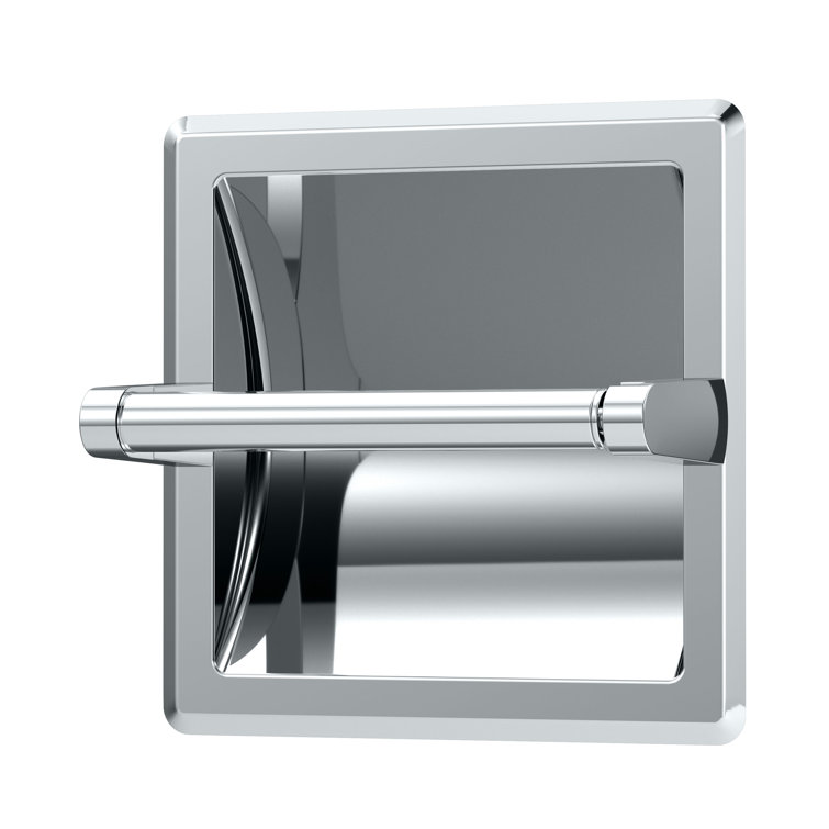 Chrome Recessed Pivoting Toilet Paper Holder with Polished Finish