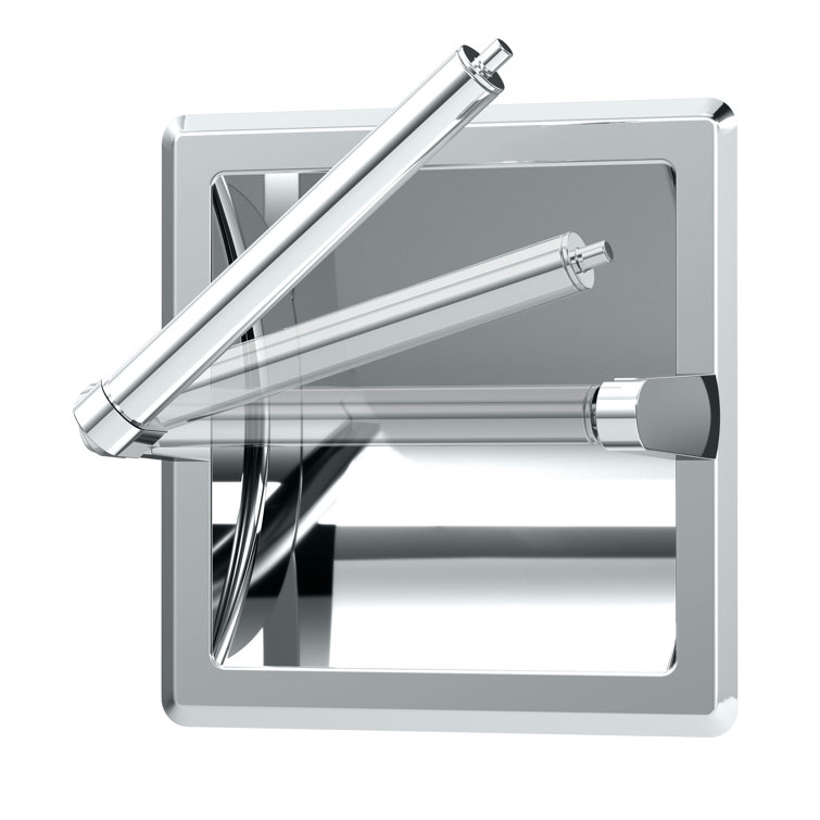 Chrome Recessed Pivoting Toilet Paper Holder with Polished Finish