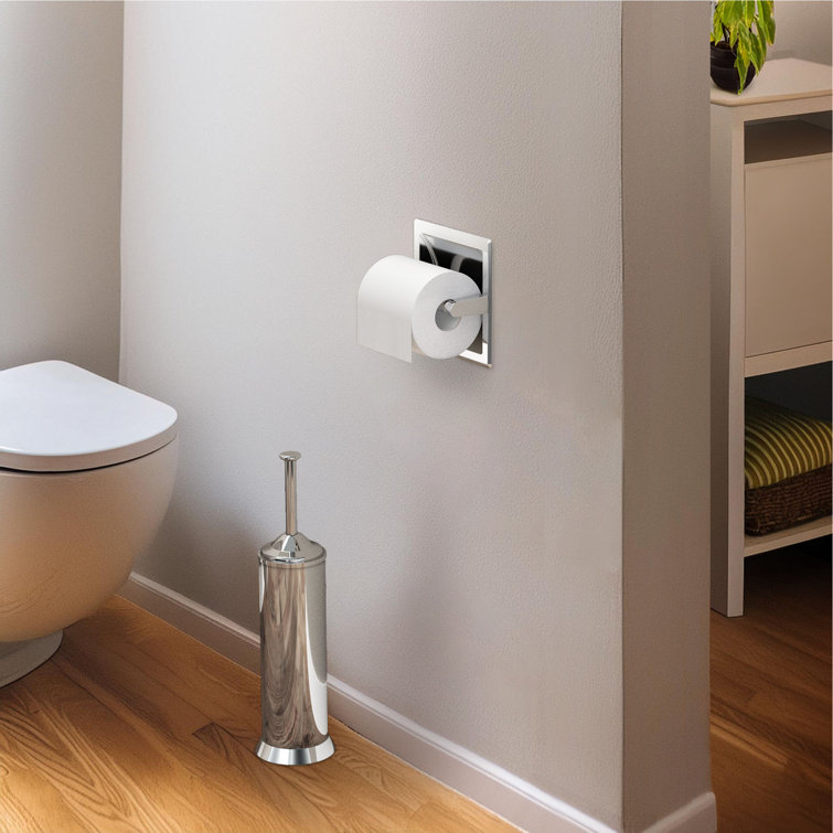 Chrome Recessed Pivoting Toilet Paper Holder with Polished Finish