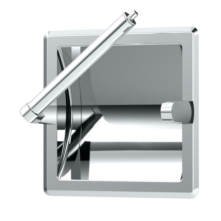 Chrome Recessed Pivoting Toilet Paper Holder with Polished Finish