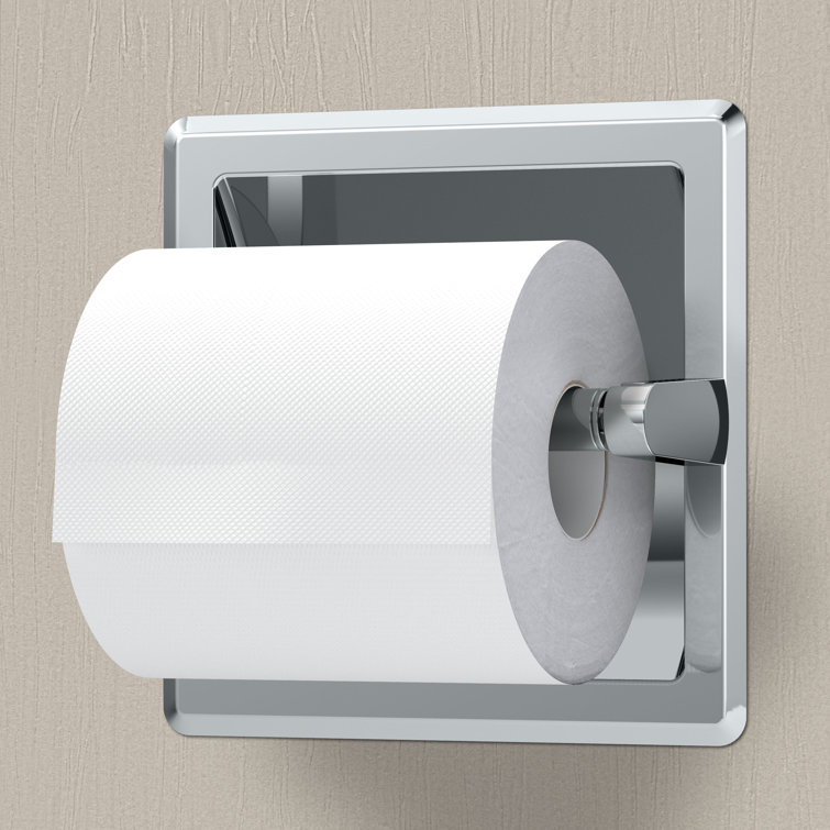 Chrome Recessed Pivoting Toilet Paper Holder with Polished Finish