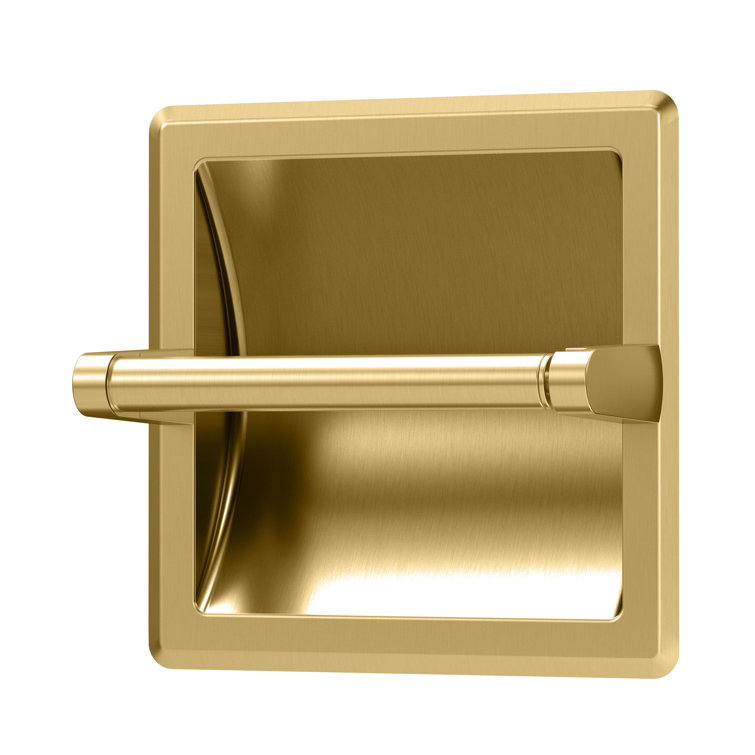 Brushed Brass Recessed Pivoting Toilet Paper Holder