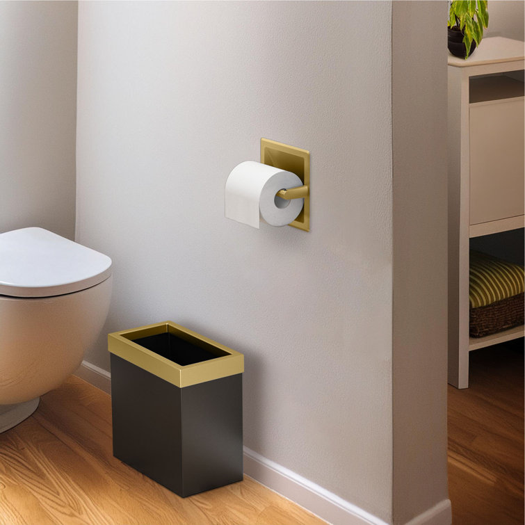 Brushed Brass Recessed Pivoting Toilet Paper Holder