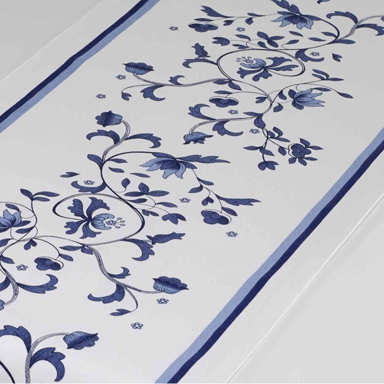 Portofino Blue Floral Cotton Polyester Table Runner