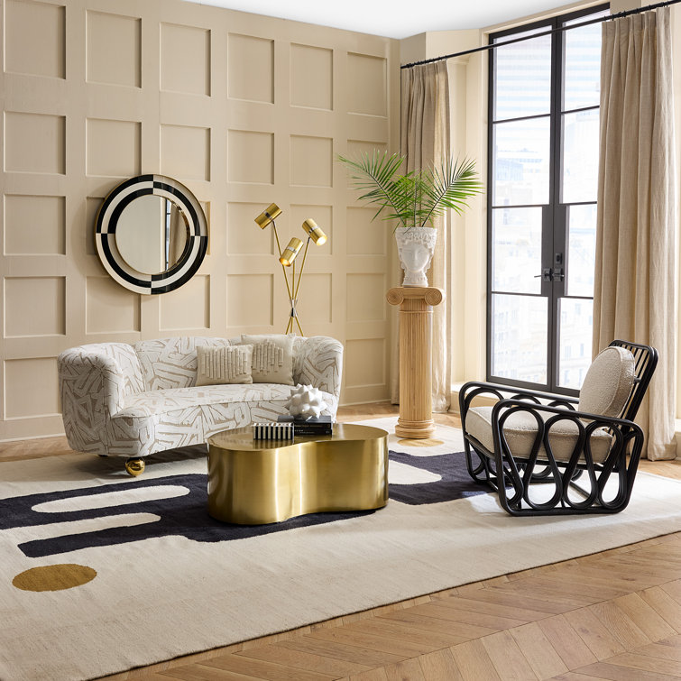 36" Black, White, and Gold Op Art Wall Mirror