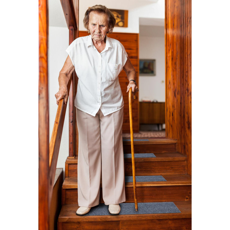 Gray Non-Slip Rubberback Ribbed Stair Treads Set of 7