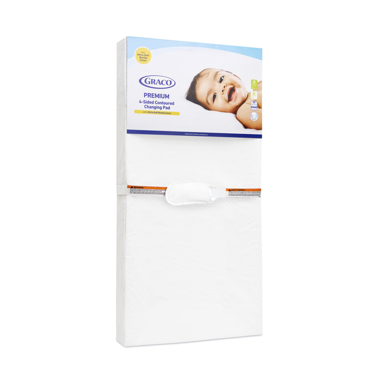 White PVC-Free PEVA 4-Sided Contoured Baby Changing Pad