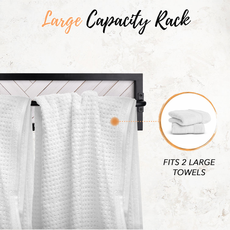 Rustic Black and White Wood Wall Mounted Towel Rack