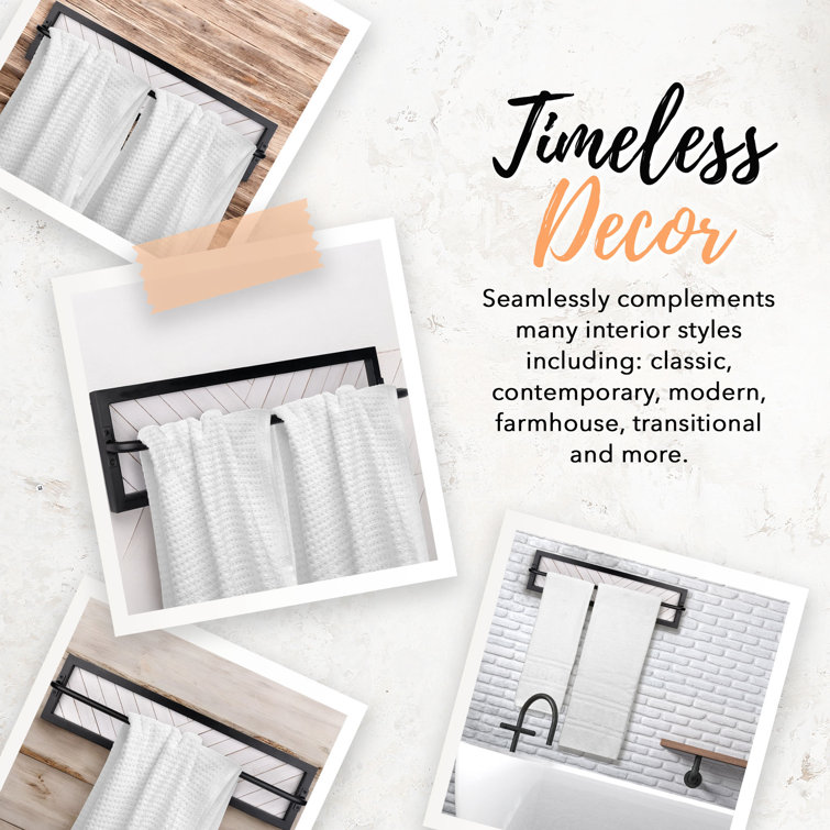 Rustic Black and White Wood Wall Mounted Towel Rack