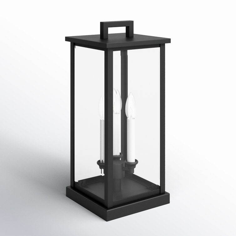 Black Aluminum 3-Light LED Outdoor Pier Mount Lantern
