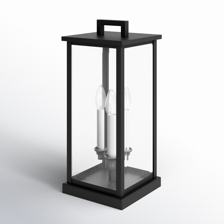 Black Aluminum 3-Light LED Outdoor Pier Mount Lantern
