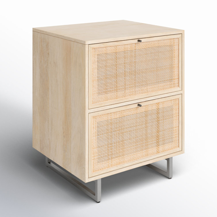 Contemporary Yellow Mango & Cane 2-Drawer Filing Cabinet