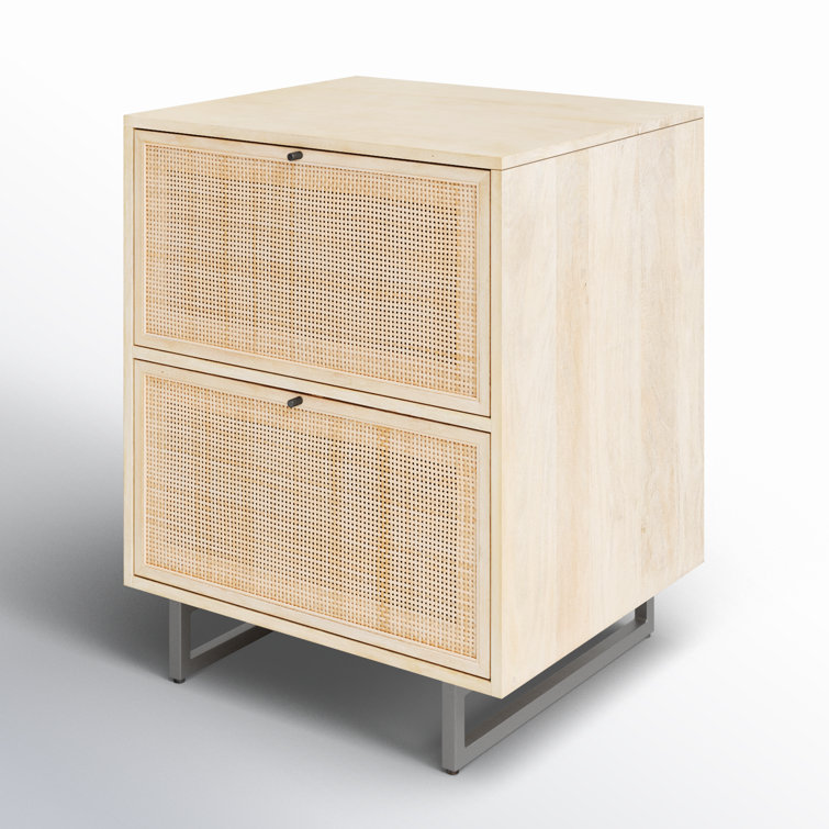 Contemporary Yellow Mango & Cane 2-Drawer Filing Cabinet