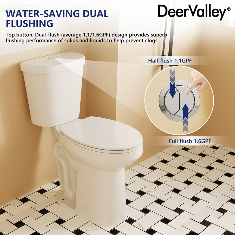 21'' White Ceramic Dual-Flush Elongated Two-Piece Toilet with Seat