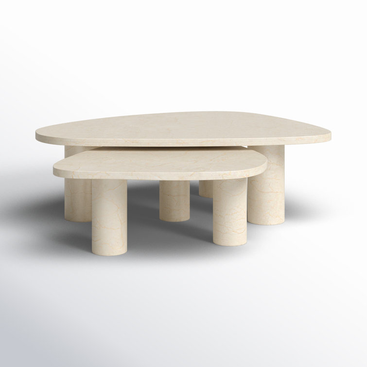 Zion Cream Marble Nesting Coffee Table Set