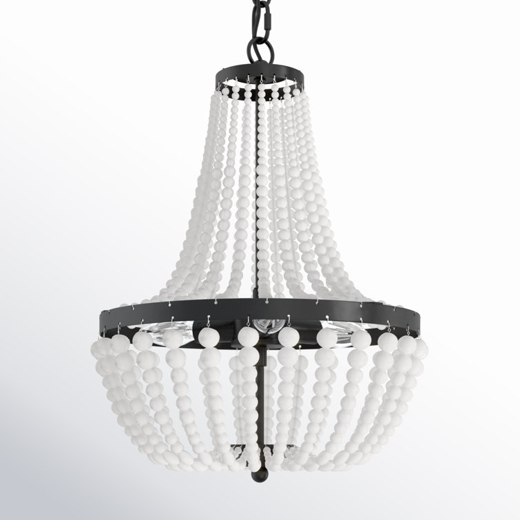 Matte Black and White Beaded Empire Chandelier