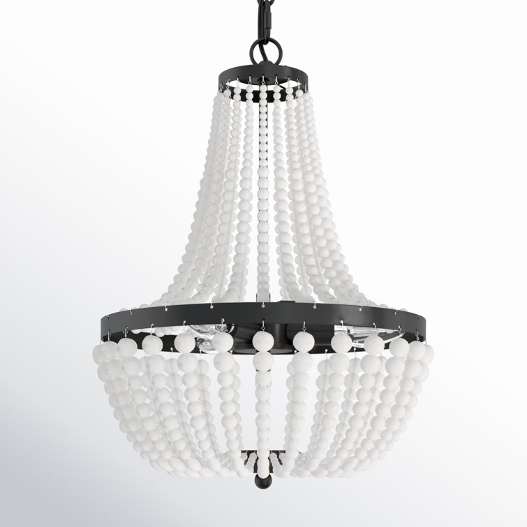 Matte Black and White Beaded Empire Chandelier