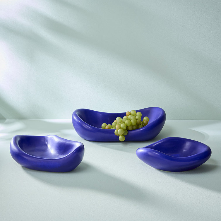 Small Cobalt Blue Satin Matte Stoneware Decorative Bowl