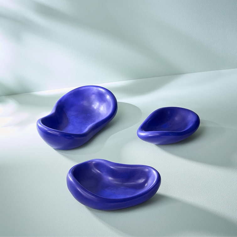 Small Cobalt Blue Satin Matte Stoneware Decorative Bowl