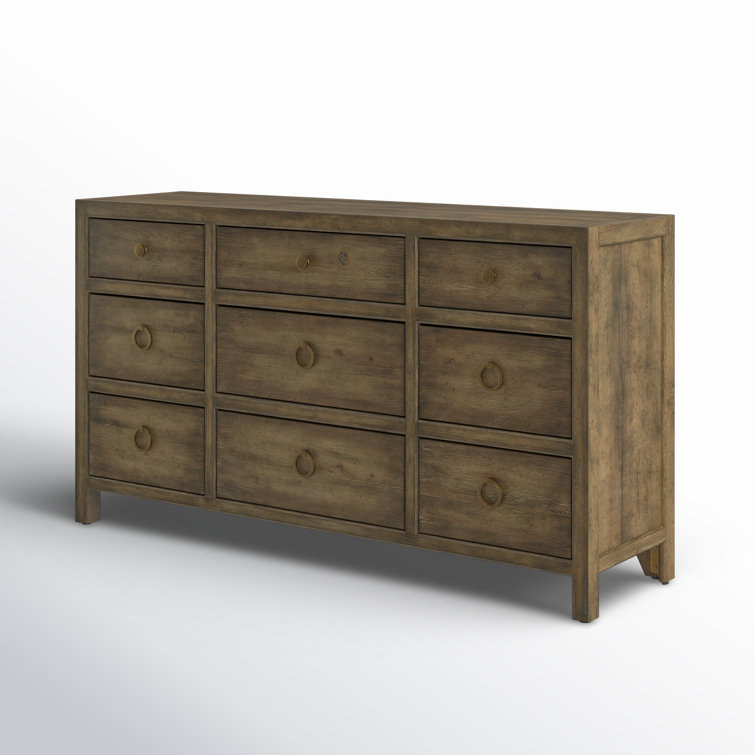 Malibu Coastal 9-Drawer Wood Dresser with Antique Bronze Pulls