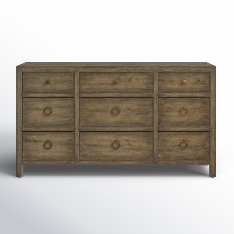 Malibu Coastal 9-Drawer Wood Dresser with Antique Bronze Pulls
