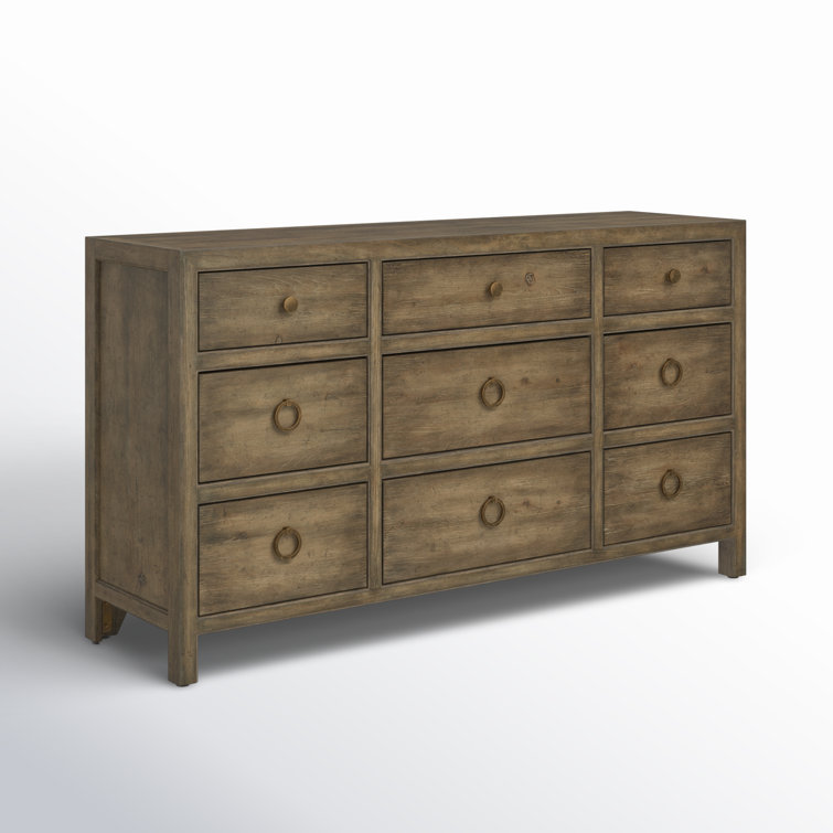 Malibu Coastal 9-Drawer Wood Dresser with Antique Bronze Pulls