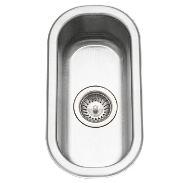 Compact Stainless Steel Undermount Bar Prep Sink with Basket Strainer