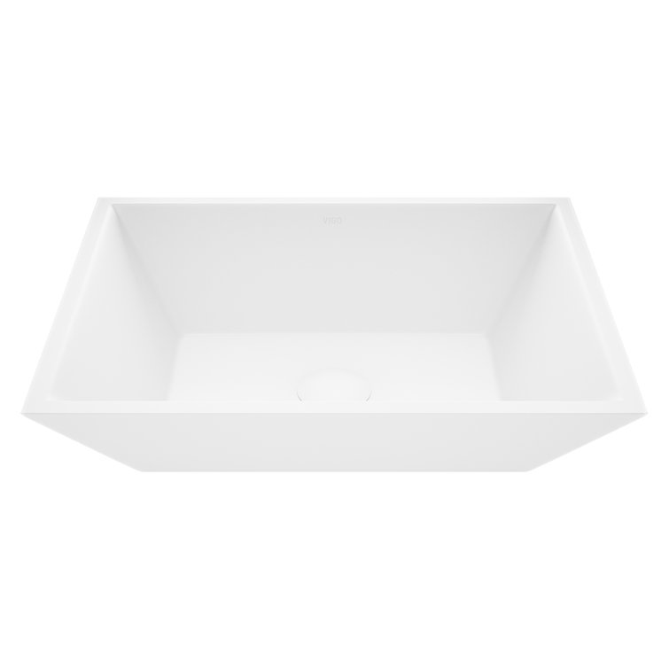 Elegant White Acrylic 18" Rectangular Vessel Bathroom Sink