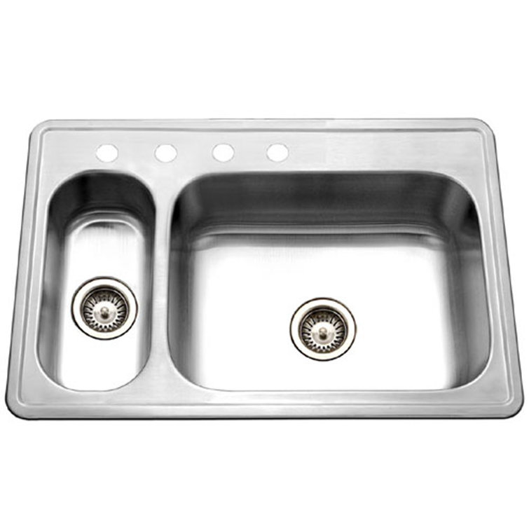 Legend 33'' Satin Stainless Steel Double Bowl Kitchen Sink