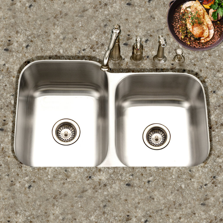 Medallion Classic 31.5'' Stainless Steel Double Bowl Undermount Sink