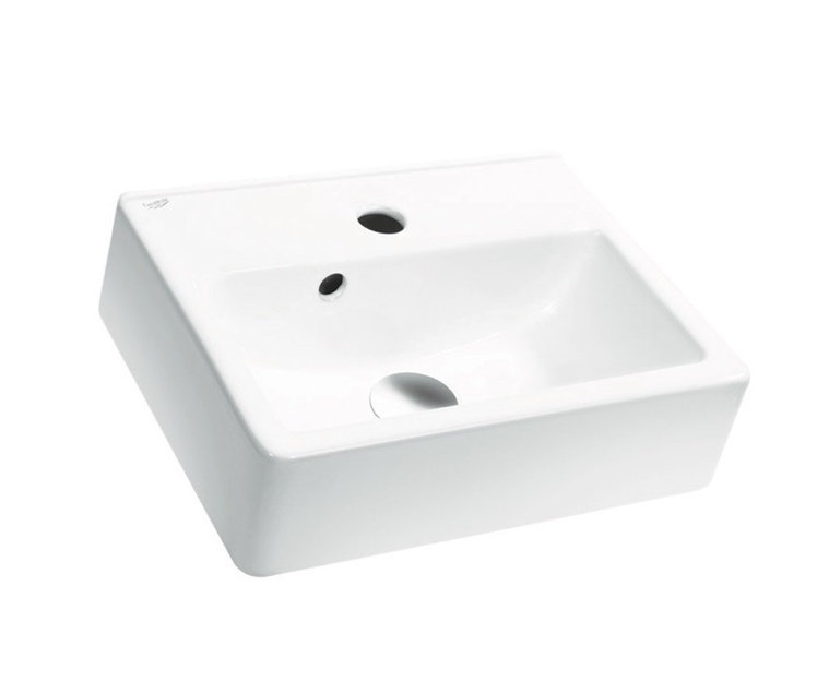 Mini Glossy White Ceramic Rectangular Wall-Mount Bathroom Sink