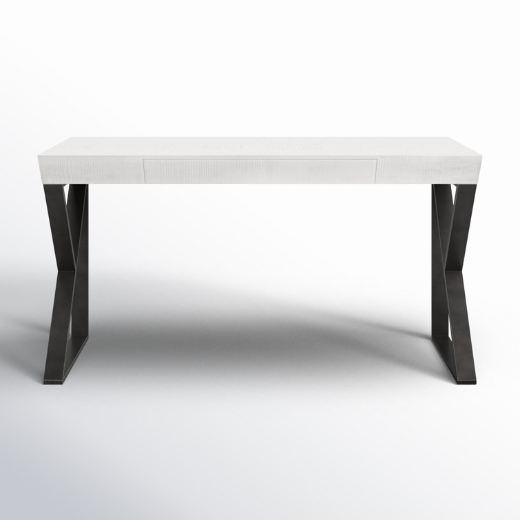 White Wood Transitional Home Office Desk with Drawer